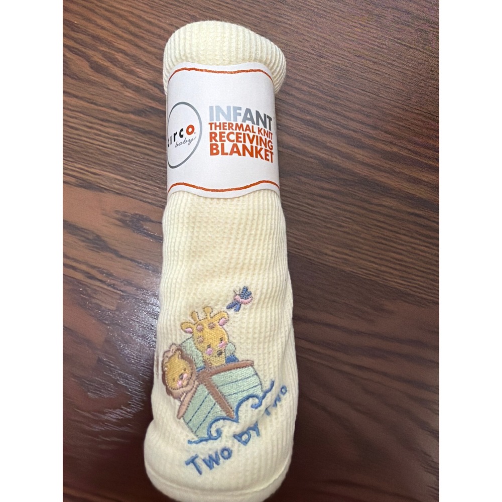 NEW Vintage Y2K Circo Baby  Thermal Knit Receiving Blanket Yellow Noahs Ark